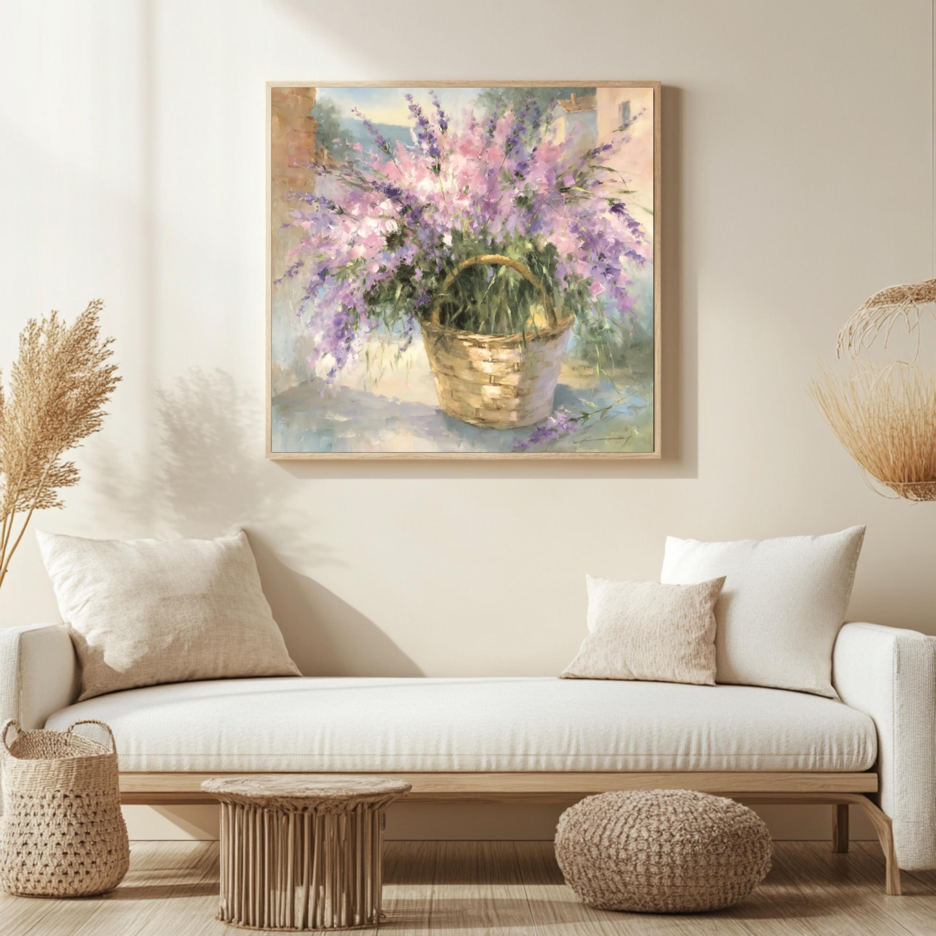 Pastel Wildflower Wall Art, Impressionist Garden Print, Cottagecore Floral Framed Canvas, Soft Meadow Artwork, Rustic Spring Home Decor