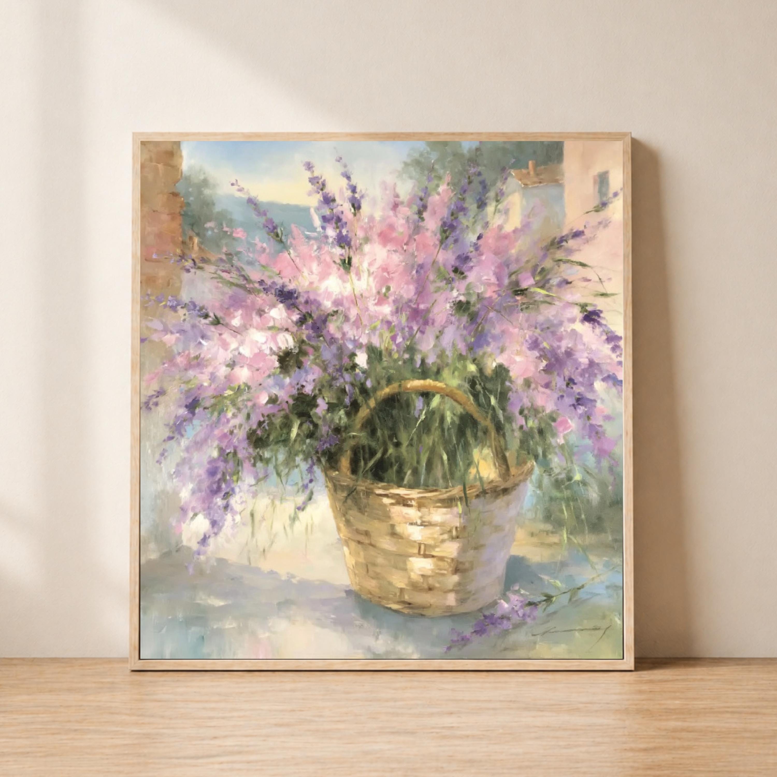Pastel Wildflower Wall Art, Impressionist Garden Print, Cottagecore Floral Framed Canvas, Soft Meadow Artwork, Rustic Spring Home Decor