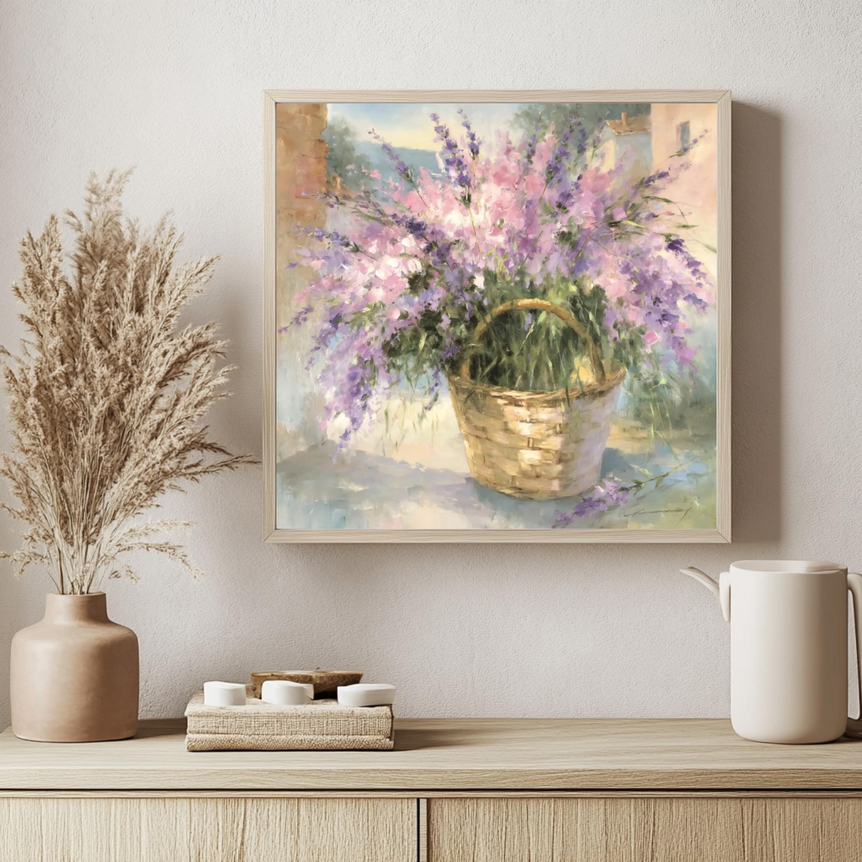 Pastel Wildflower Wall Art, Impressionist Garden Print, Cottagecore Floral Framed Canvas, Soft Meadow Artwork, Rustic Spring Home Decor