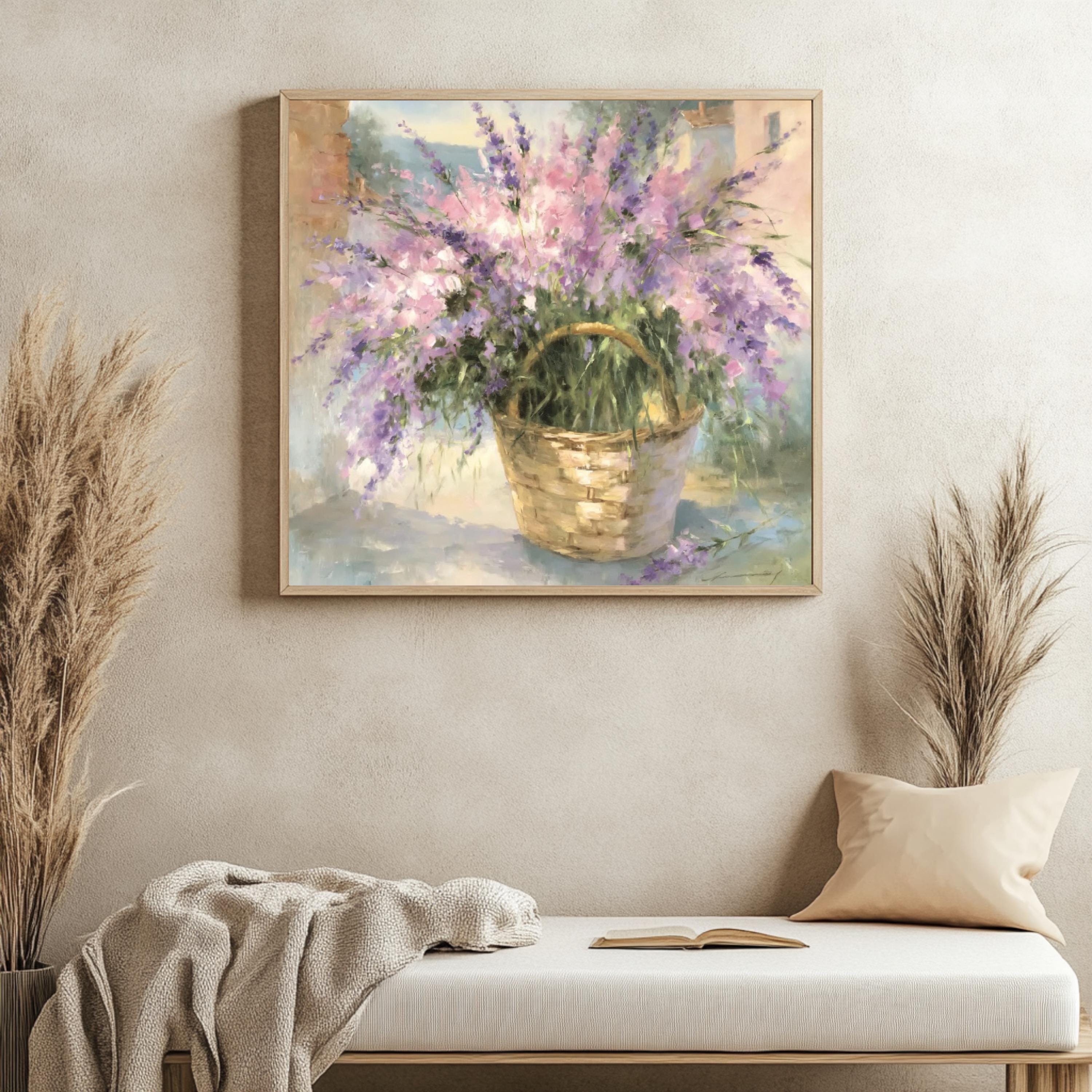 Pastel Wildflower Wall Art, Impressionist Garden Print, Cottagecore Floral Framed Canvas, Soft Meadow Artwork, Rustic Spring Home Decor