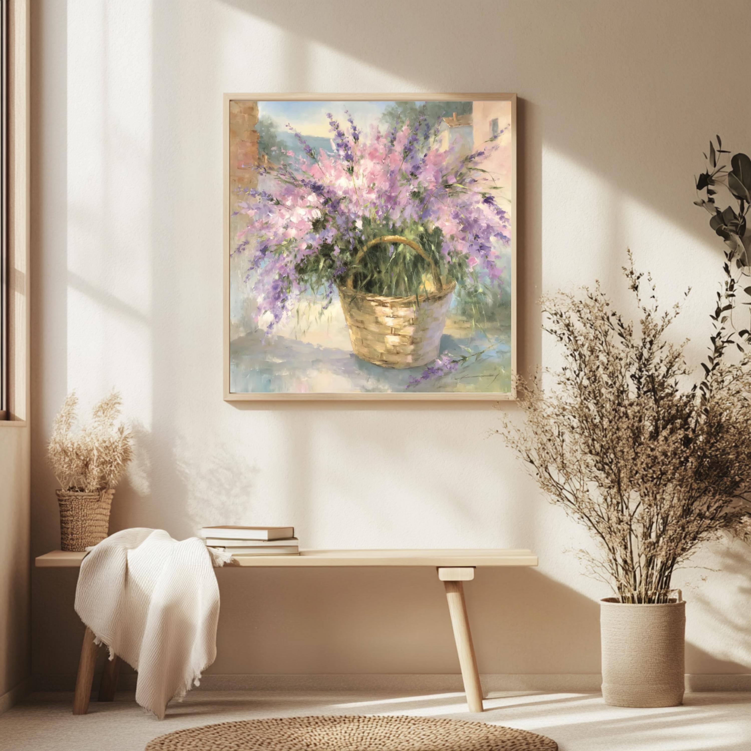 Pastel Wildflower Wall Art, Impressionist Garden Print, Cottagecore Floral Framed Canvas, Soft Meadow Artwork, Rustic Spring Home Decor