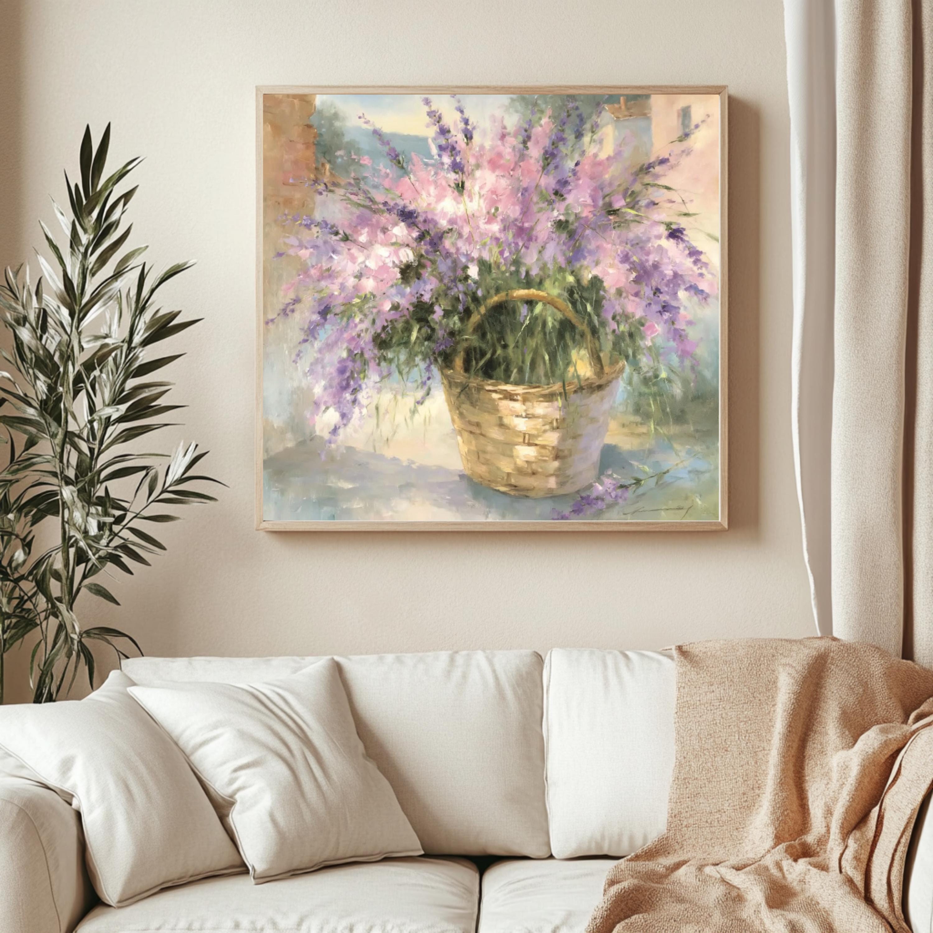 Pastel Wildflower Wall Art, Impressionist Garden Print, Cottagecore Floral Framed Canvas, Soft Meadow Artwork, Rustic Spring Home Decor