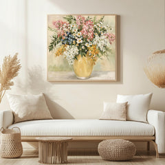 Wildflower Vase Wall Art, Impressionist Floral Still Life Print, Cottagecore Decor, Rustic Garden Bouquet Artwork, Vintage Flower Canvas