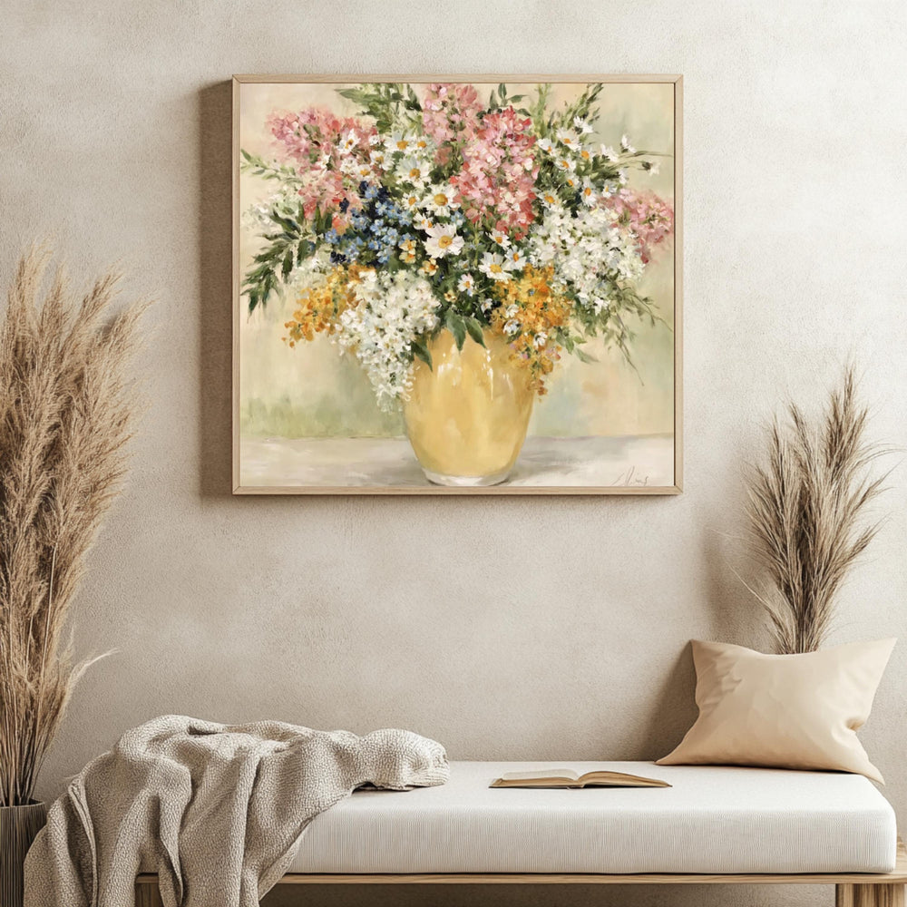 Wildflower Vase Wall Art, Impressionist Floral Still Life Print, Cottagecore Decor, Rustic Garden Bouquet Artwork, Vintage Flower Canvas