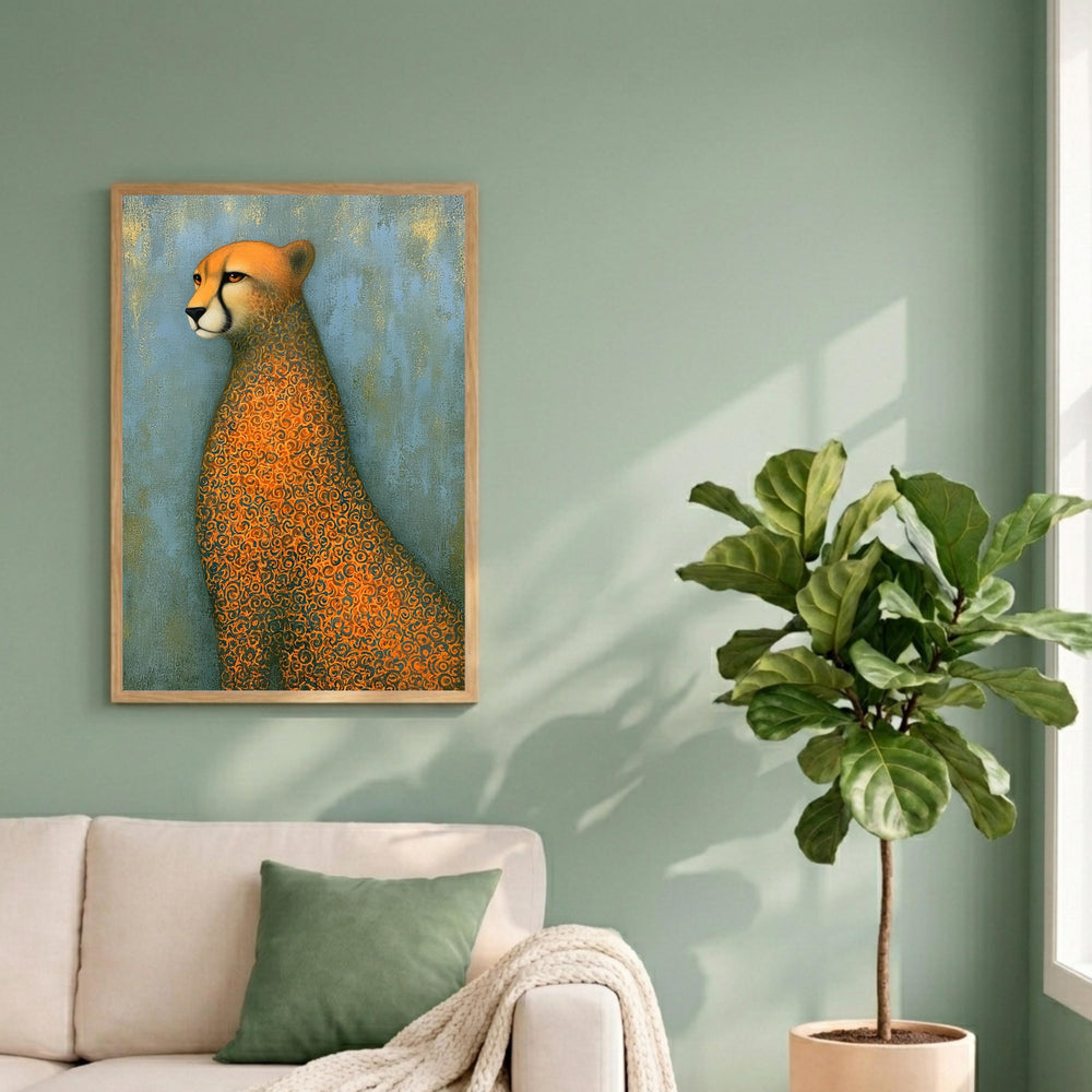 Modern Cheetah Portrait Wall Art Print, Safari Animal Canvas Decor, Whimsical Leopard Artwork, Contemporary Wildlife Wall Decor