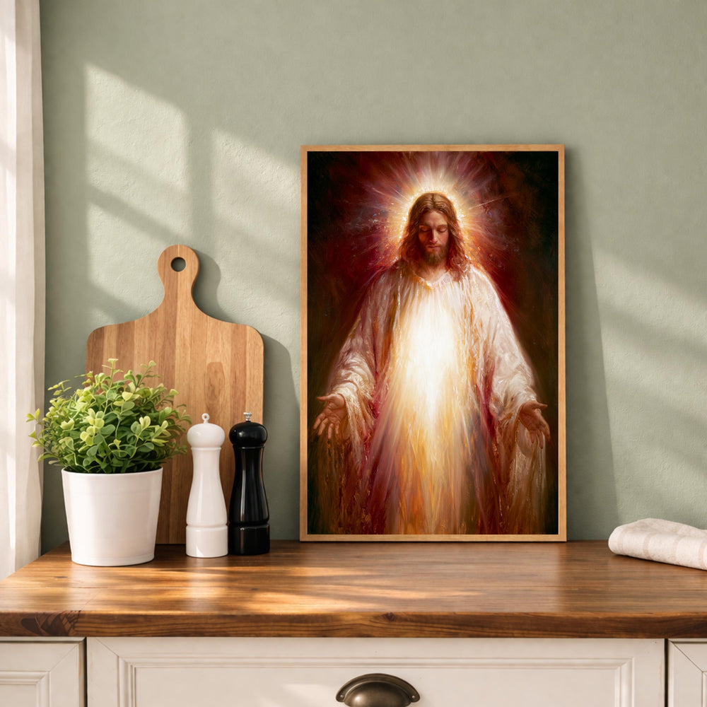 Jesus Portrait Wall Art Print, Christian Canvas Wall Decor, Religious Artwork for Living Room, Savior Portrait Poster
