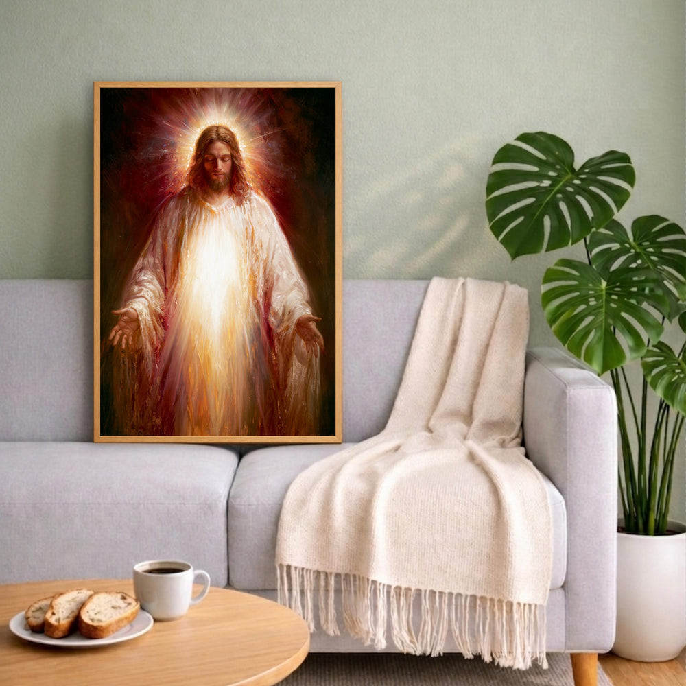 Jesus Portrait Wall Art Print, Christian Canvas Wall Decor, Religious Artwork for Living Room, Savior Portrait Poster