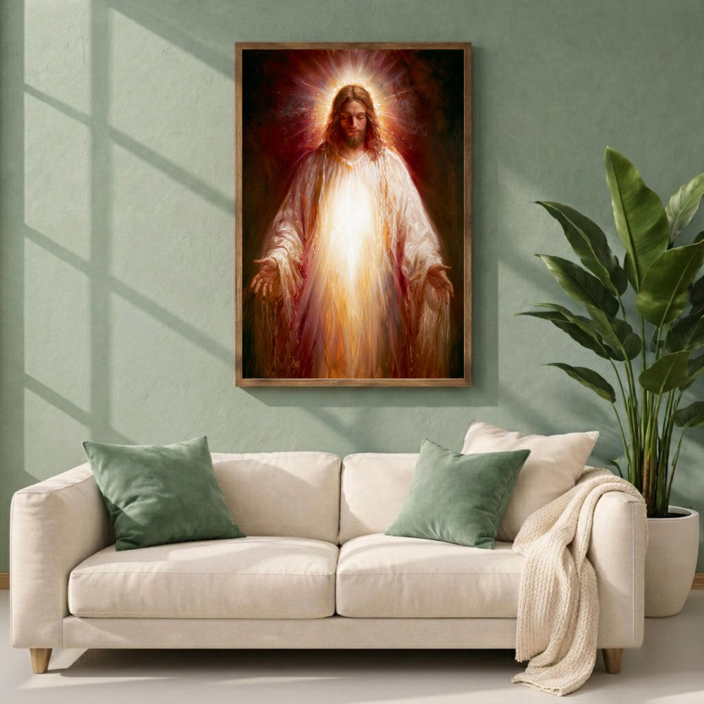Jesus Portrait Wall Art Print, Christian Canvas Wall Decor, Religious Artwork for Living Room, Savior Portrait Poster