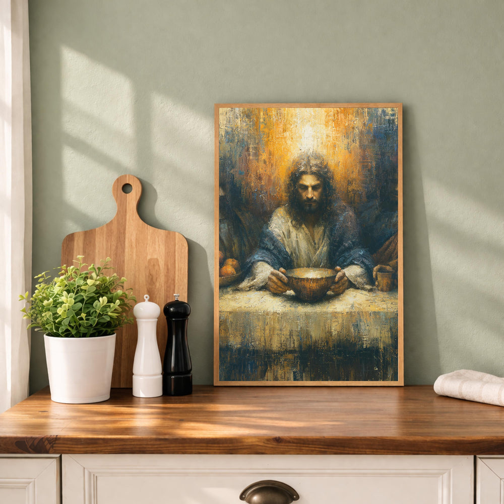 Last Supper Christian Wall Art Print, Moody Jesus Canvas Painting, Religious Dining Room Decor, Spiritual Portrait Artwork