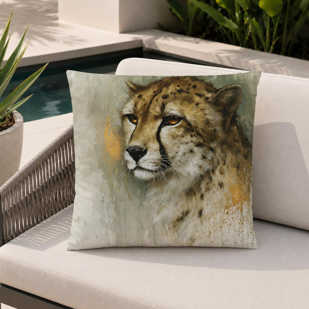 Cheetah Outdoor Pillow, Safari Animal Cushion, Neutral Wildlife Throw Pillow, Modern Jungle Pillowcase, Elegant Home Decor Accent