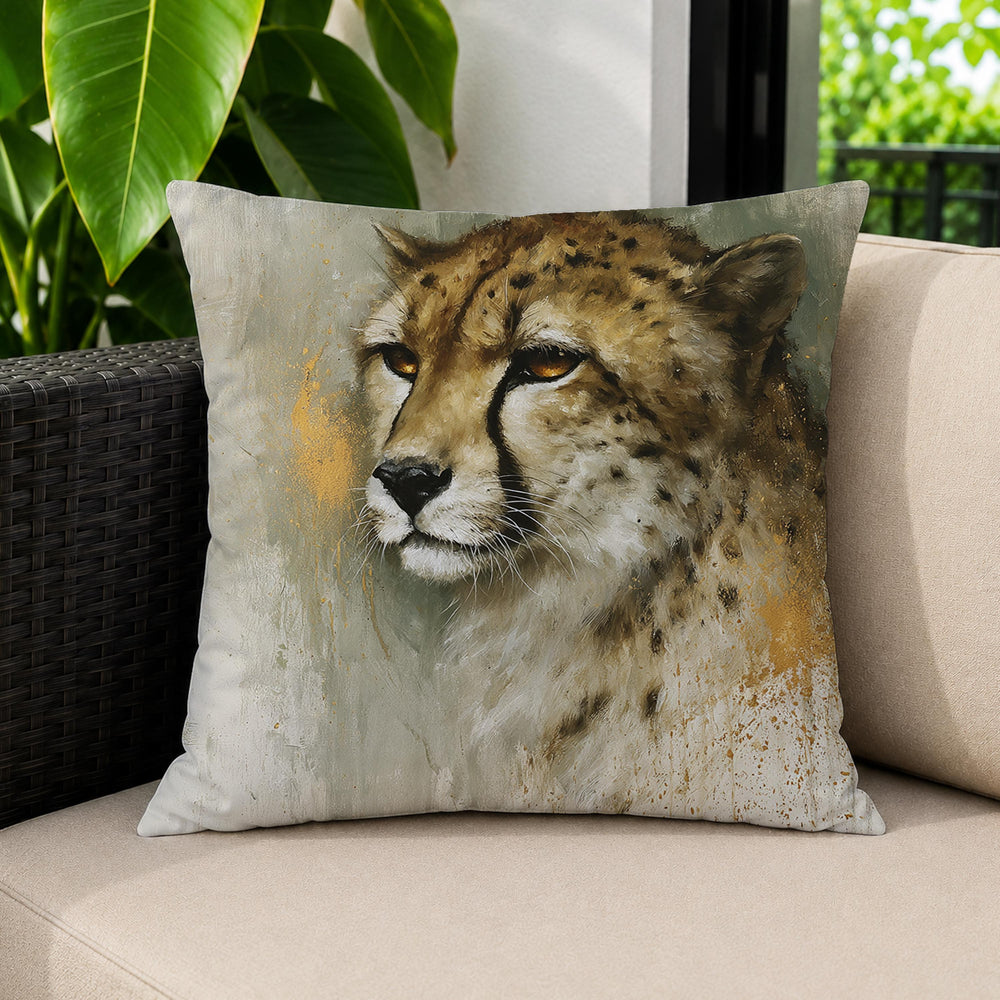 Cheetah Outdoor Pillow, Safari Animal Cushion, Neutral Wildlife Throw Pillow, Modern Jungle Pillowcase, Elegant Home Decor Accent