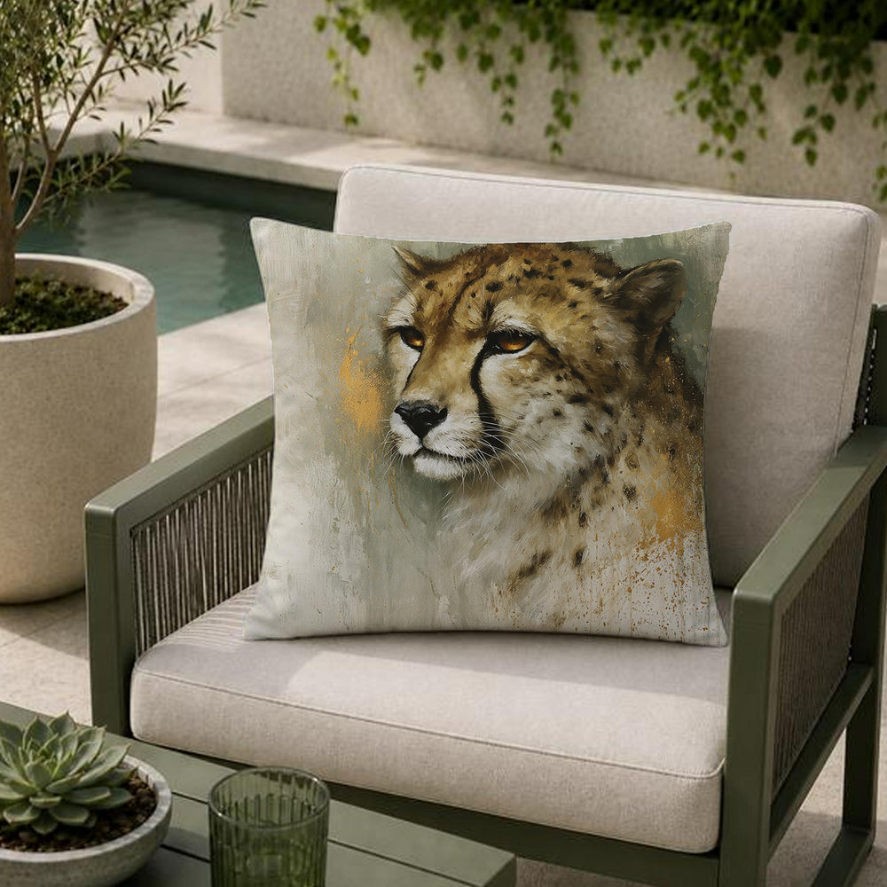 Cheetah Outdoor Pillow, Safari Animal Cushion, Neutral Wildlife Throw Pillow, Modern Jungle Pillowcase, Elegant Home Decor Accent