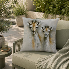 Giraffe Outdoor Pillow, Neutral Safari Cushion, Modern Wildlife Patio Pillow, Elegant Animal Pillowcase, Nature Home Decor Accent