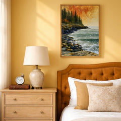 Rocky Coast of Maine Wall Art Print, Coastal Landscape Canvas Decor, Rustic Ocean Cliff Artwork, New England Seascape Wall Art