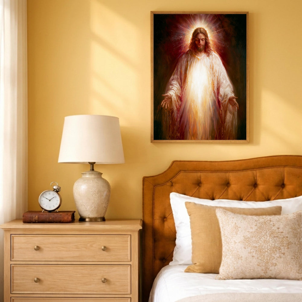 Jesus Portrait Wall Art Print, Christian Canvas Wall Decor, Religious Artwork for Living Room, Savior Portrait Poster