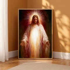 Jesus Portrait Wall Art Print, Christian Canvas Wall Decor, Religious Artwork for Living Room, Savior Portrait Poster