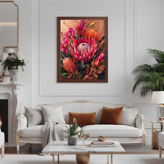 Pink Protea Wall Art, Canvas Print, Poster, Framed Canvas, Tropical Flower Decor, Botanical Artwork For Bedroom Gallery Wall Accent