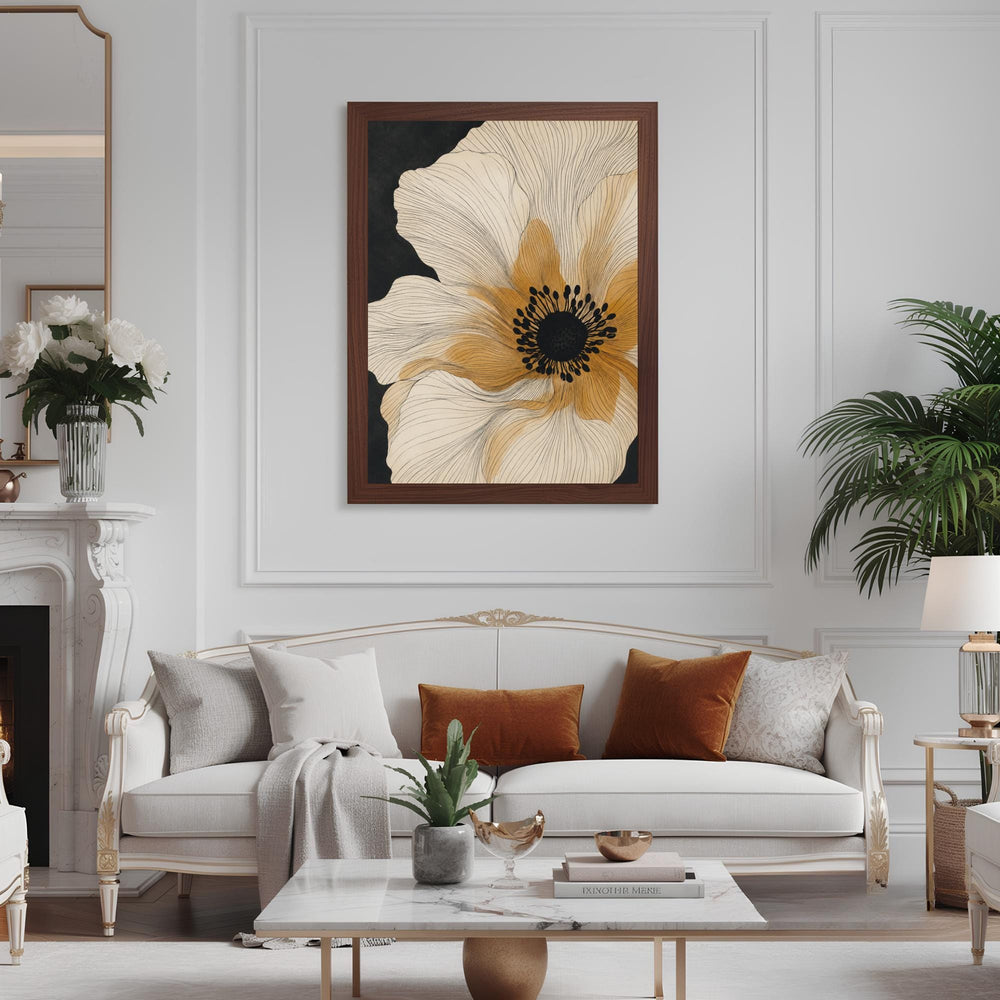 Beige Flower Wall Art, Canvas Print, Poster, Framed Canvas, Abstract Botanical Decor, Minimalist Neutral Decor, Background Floral Artwork