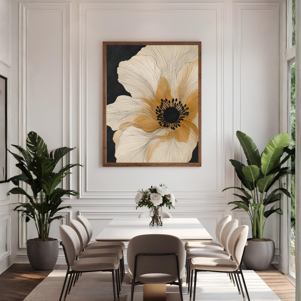 Beige Flower Wall Art, Canvas Print, Poster, Framed Canvas, Abstract Botanical Decor, Minimalist Neutral Decor, Background Floral Artwork