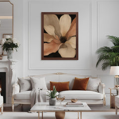 Oversized Flower Wall Art, Canvas Print, Poster, Framed Canvas, Neutral Botanical Decor, Modern Minimalist Bedroom Wall Accent Decor