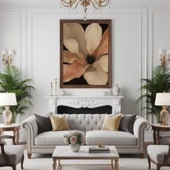 Oversized Flower Wall Art, Canvas Print, Poster, Framed Canvas, Neutral Botanical Decor, Modern Minimalist Bedroom Wall Accent Decor