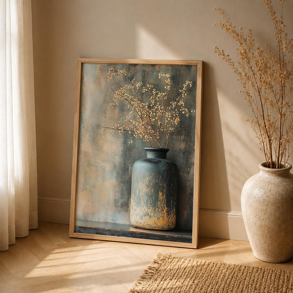 Farmhouse Botanical Vase Wall Art Print, Rustic Vase Wall Art Print, Neutral Cottage Artwork, Cottage Home Accent,Country Bedroom Decoration