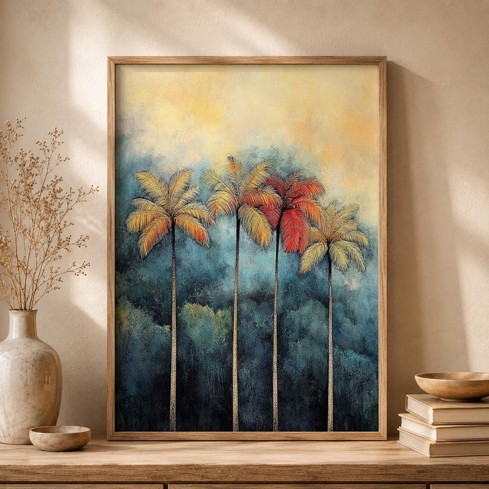 Tropical Palm Tree Wall Art Print, Coastal Living Room Decor, Beach House Artwork, Modern Island Style Wall Hanging, Resort Inspired Home