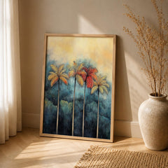 Tropical Palm Tree Wall Art Print, Coastal Living Room Decor, Beach House Artwork, Modern Island Style Wall Hanging, Resort Inspired Home
