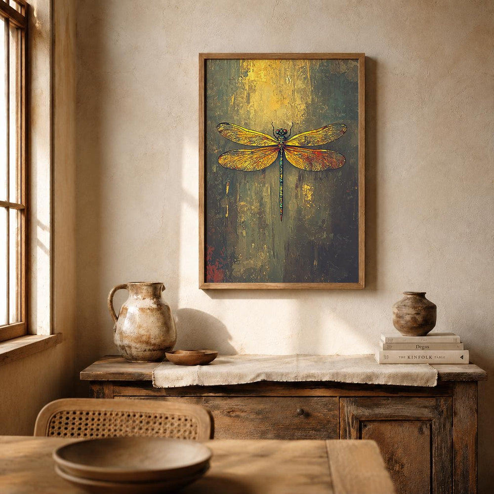 Dragonfly Nature Print, Botanical Wall Decor, Cottagecore Artwork, Rustic Farmhouse Accent, Vintage Living Room Poster