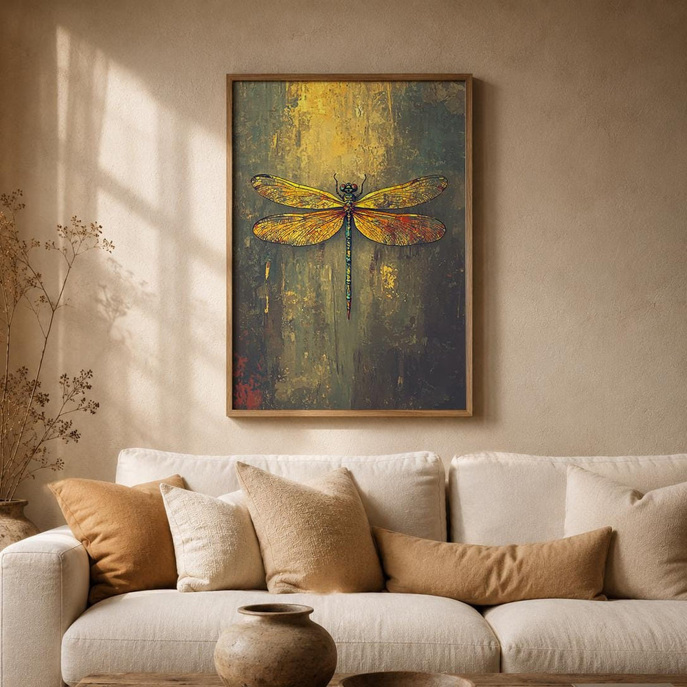 Dragonfly Nature Print, Botanical Wall Decor, Cottagecore Artwork, Rustic Farmhouse Accent, Vintage Living Room Poster