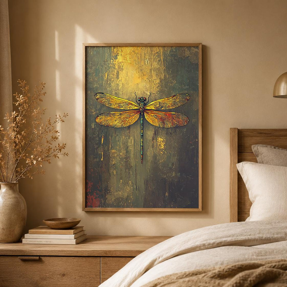 Dragonfly Nature Print, Botanical Wall Decor, Cottagecore Artwork, Rustic Farmhouse Accent, Vintage Living Room Poster