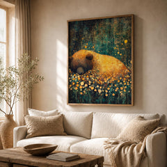 Sleeping Bear Woodland Nursery Art Print, Cozy Forest Animal Artwork, Woodland Baby Room Decor, Rustic Wildlife Wall Hanging
