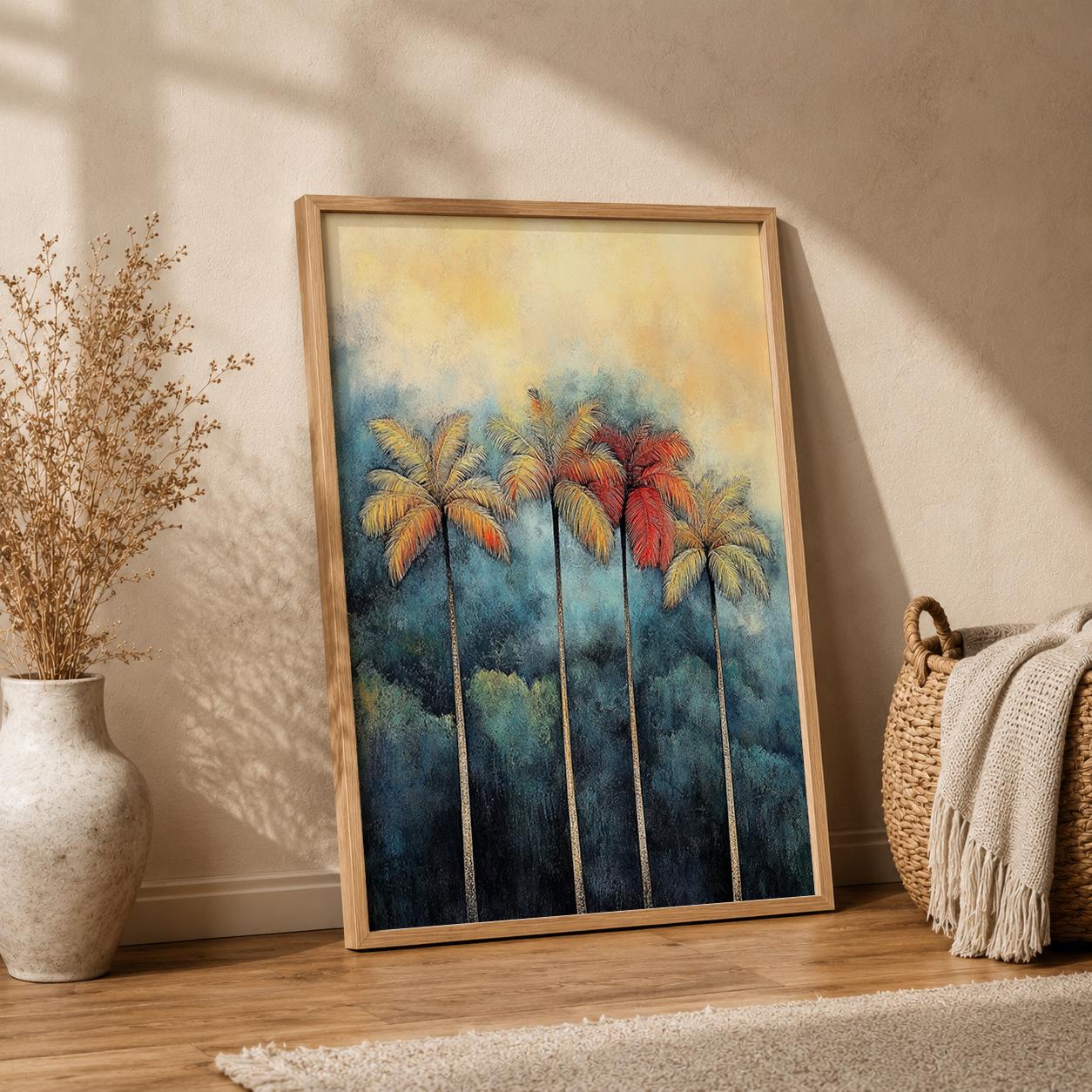 Tropical Palm Tree Wall Art Print, Coastal Living Room Decor, Beach House Artwork, Modern Island Style Wall Hanging, Resort Inspired Home