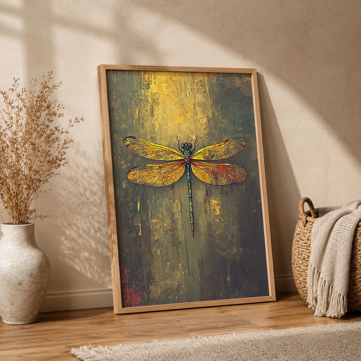 Dragonfly Nature Print, Botanical Wall Decor, Cottagecore Artwork, Rustic Farmhouse Accent, Vintage Living Room Poster